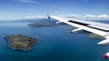 Mana Island from plane window over New Zealand Royalty Free Stock Photo