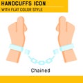 Manacles or shackles, handcuffs vector icon with flat color style