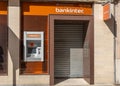 Closed bank office and ATM of Bankinter bank