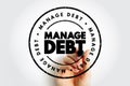 Manage Debt text stamp, concept background