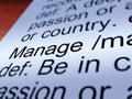 Manage Definition Closeup Showing Management Royalty Free Stock Photo