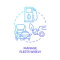 Manage fleets wisely blue gradient concept icon Royalty Free Stock Photo