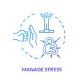 Manage stress blue concept icon. Healthcare for employee. Psychological well being. Resist pressure. Avoid burnout idea