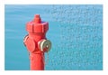 Manage your fire prevention plan - Red fire hydrant against a wa Royalty Free Stock Photo