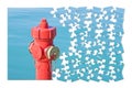 Manage your fire prevention plan - Red fire hydrant against a wa Royalty Free Stock Photo