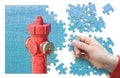 Manage your fire prevention plan - Red fire hydrant against a wa Royalty Free Stock Photo