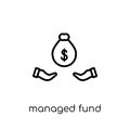 Managed fund icon. Trendy modern flat linear vector Managed fund