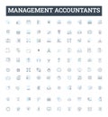 Management accountants vector line icons set. Management, Accountants, CFO, Finance, Controllership, Auditors, Analysts