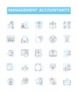 Management accountants vector line icons set. Management, Accountants, CFO, Finance, Controllership, Auditors, Analysts