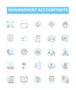 Management accountants vector line icons set. Management, Accountants, CFO, Finance, Controllership, Auditors, Analysts