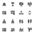 Management and business training vector icons set Royalty Free Stock Photo