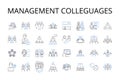 Management colleguages line icons collection. Business partners, Sales associates, Finance experts, Marketing