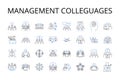 Management colleguages line icons collection. Business partners, Sales associates, Finance experts, Marketing