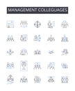 Management colleguages line icons collection. Business partners, Sales associates, Finance experts, Marketing