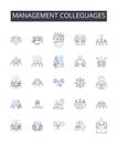 Management colleguages line icons collection. Business partners, Sales associates, Finance experts, Marketing