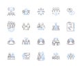 Management conference outline icons collection. Management, Conference, Event, Seminar, Business, Strategies, Networking