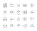 Management conference outline icons collection. Management, Conference, Event, Seminar, Business, Strategies, Networking