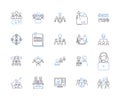 Management conference outline icons collection. Management, Conference, Event, Seminar, Business, Strategies, Networking