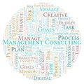 Management Consulting word cloud, made with text only. Royalty Free Stock Photo