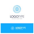 Management, Data, Global, Globe, Resources, Statistics, World Blue outLine Logo with place for tagline