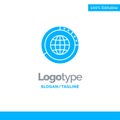 Management, Data, Global, Globe, Resources, Statistics, World Blue Solid Logo Template. Place for Tagline