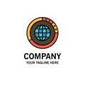 Management, Data, Global, Globe, Resources, Statistics, World Business Logo Template. Flat Color