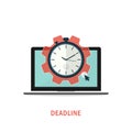 Deadline clock laptop vector