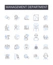 Management department line icons collection. Marketing team, Finance unit, Sales division, Human resources, Project