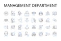 Management department line icons collection. Marketing team, Finance unit, Sales division, Human resources, Project