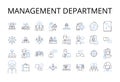 Management department line icons collection. Marketing team, Finance unit, Sales division, Human resources, Project