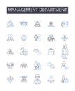 Management department line icons collection. Marketing team, Finance unit, Sales division, Human resources, Project