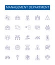 Management department line icons signs set. Design collection of , Manage, Department, Staff, Team, Lead, Execute