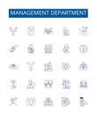 Management department line icons signs set. Design collection of , Manage, Department, Staff, Team, Lead, Execute