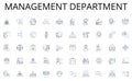 Management department line icons collection. Short, Long, Tall, Petite, Miniature, Elongated, Stretched vector and