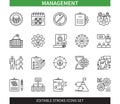 Management editable stroke icon set Royalty Free Stock Photo