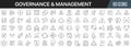 Management and governance line icons collection. Big UI icon set in a flat design. Thin outline icons pack. Vector illustration Royalty Free Stock Photo