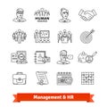 Management and Human resources. Thin line icons