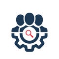 Management icon with research sign. Management icon and explore, find, inspect symbol Royalty Free Stock Photo