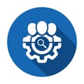Management icon with research sign. Management icon and explore, find, inspect symbol. Vector icon Royalty Free Stock Photo