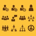 The management icon, set of 12 icons. Team and group, teamwork, people, alliance, management symbol. UI. Web. Logo. Sign