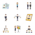 Management icons set, cartoon style Royalty Free Stock Photo