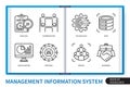 Management information system MIS infographics linear icons collection