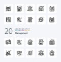 20 Management Line icon Pack like project idea active learning diagram strategic plan