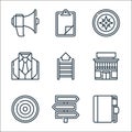 management line icons. linear set. quality vector line set such as appointment book, direction, goal, market, career, suit,