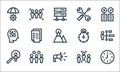 Management line icons. linear set. quality vector line set such as clock, megaphone, search, choice, meeting, energy, stopwatch,