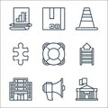 Management line icons. linear set. quality vector line set such as government, megaphone, office, career, lifesaver, problem