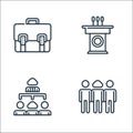 management line icons. linear set. quality vector line set such as team, hierarchy, speech