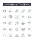 Management meeting line icons collection. Executive gathering, Gathering of leaders, Administrative assembly, Team