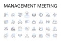Management meeting line icons collection. Executive gathering, Gathering of leaders, Administrative assembly, Team