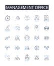 Management office line icons collection. Foundation, Stability, Footing, Structural, Load-bearing, Settlement